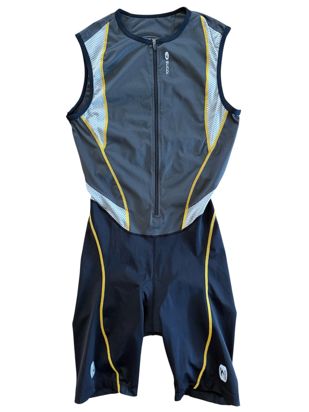 SUGOI PRO FIT MENS SLEEVELESS TRIATHLON COMPRESSION RACESUIT KIT BLACK SILVER LG